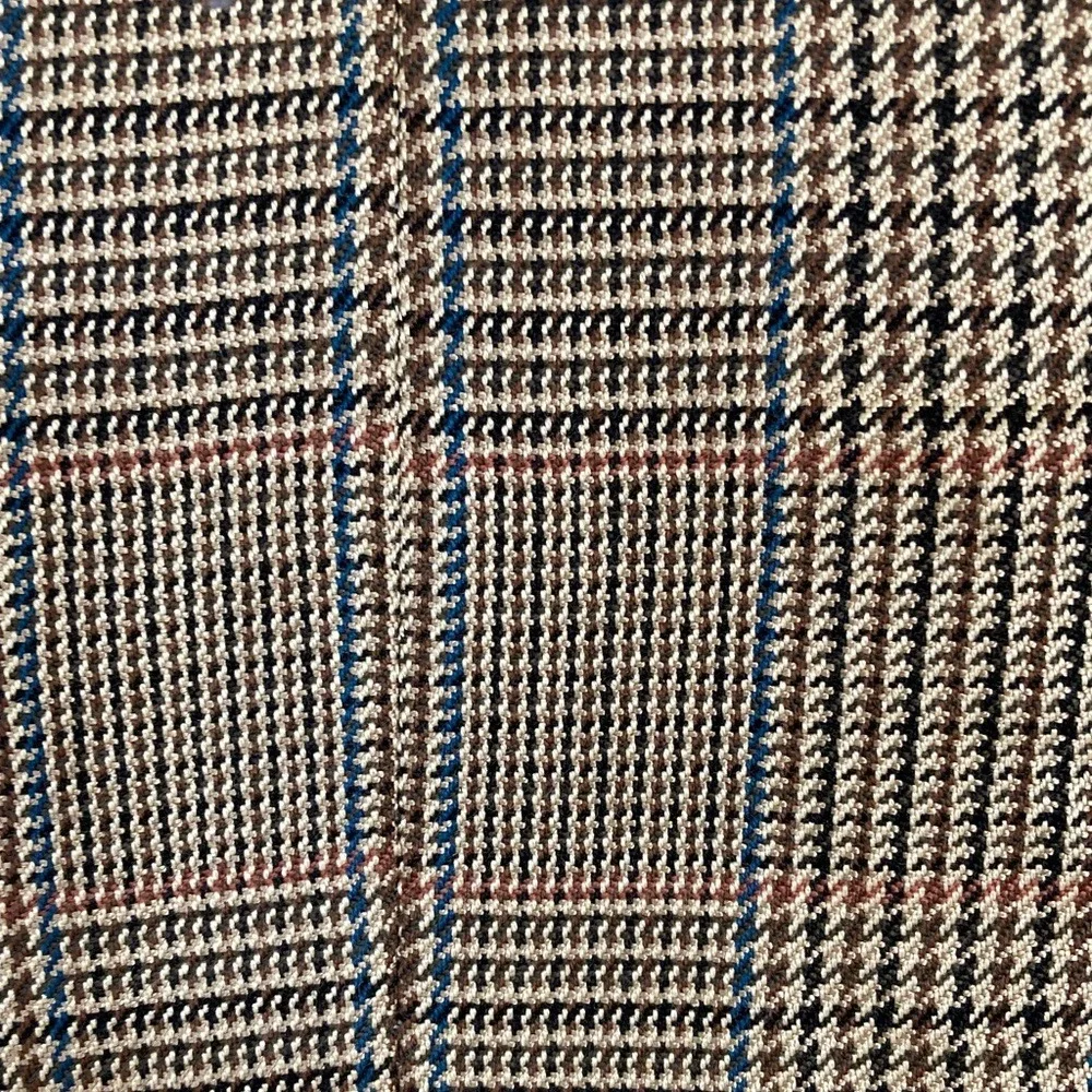 Alan Flusser Mens Classic Brown Plaid‎ 2 Button Blazer Sport Coat Size 44R Wool